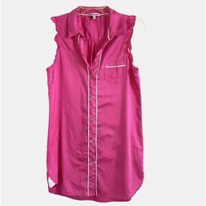 JUICY COUTURE S 100% Cotton Pink Sleeveless Logo Button Tunic Top Lounge Dress